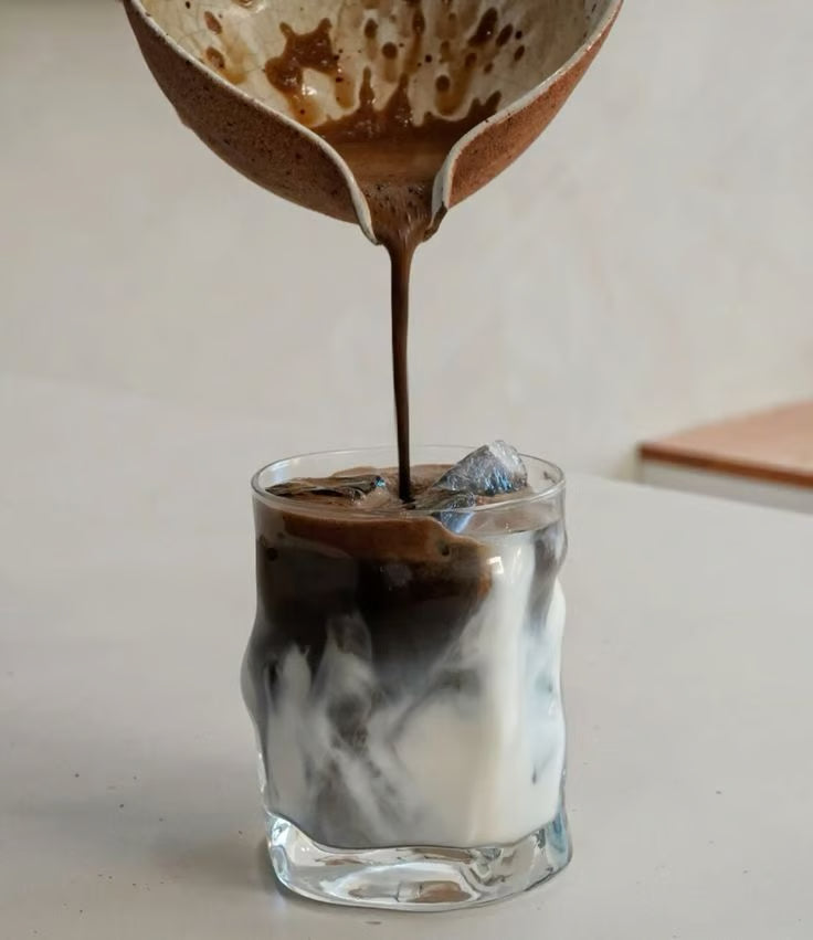 Hojicha collagen latte over ice