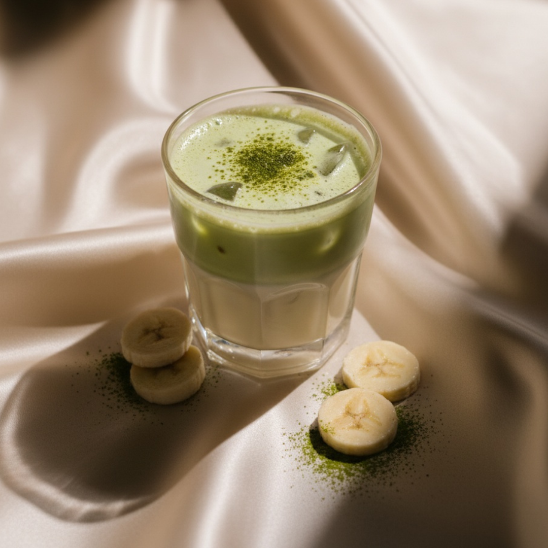 Iced Banana Milk Matcha Collagen Latte