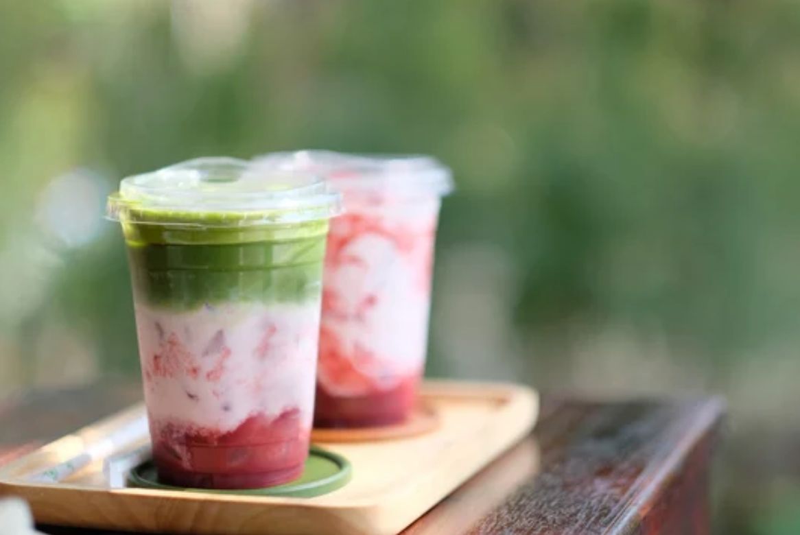 Iced Strawberry Oat Matcha Latte