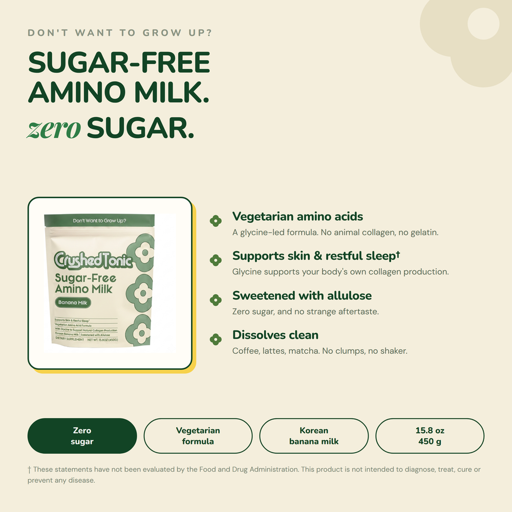 Vegetarian, Sugar-Free Amino Creamer · Collagen-Boosting Glycine Milk